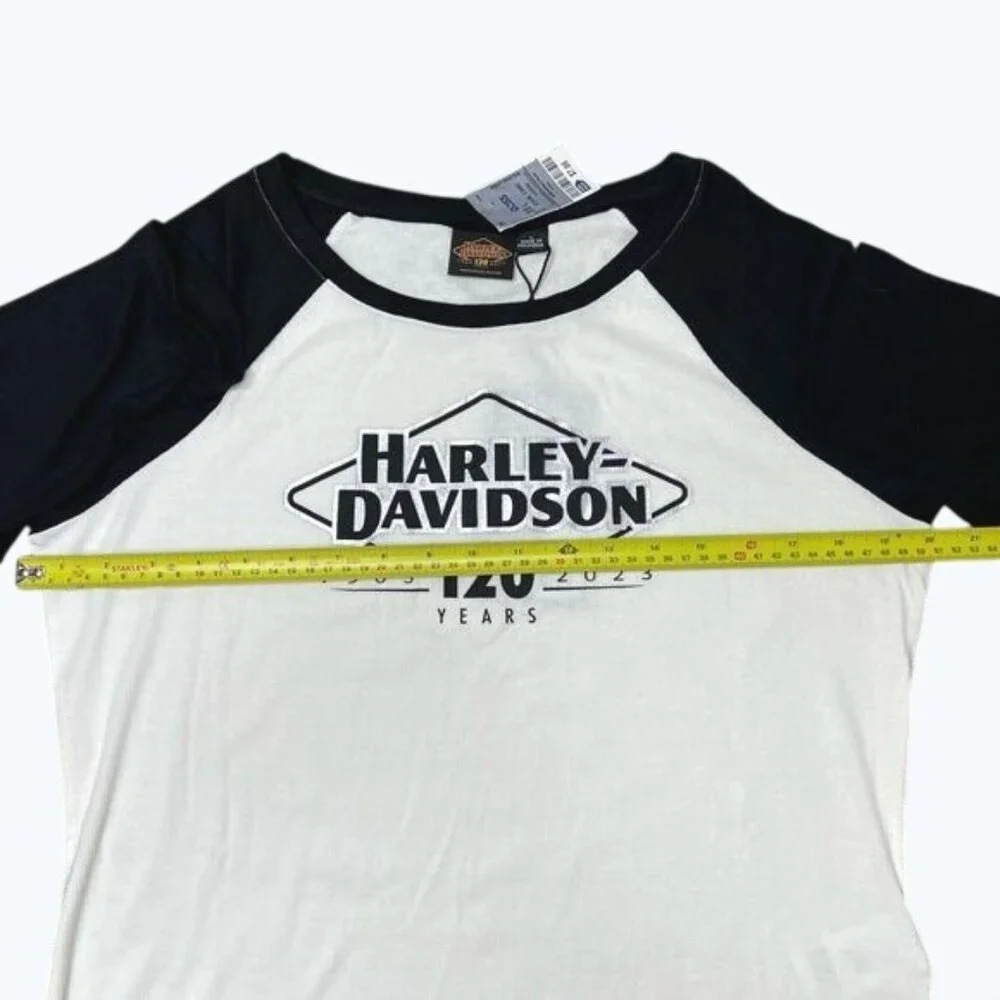 Harley-Davidson Womens 120th Anniversary Raglan Baseball Tee With 3/4 Sleeves L - Picture 5 of 15